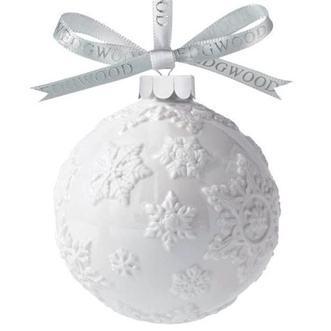 Set Of 2 Wedgwood White Snowflake Ball Porcelain Ornament By Wedgwood