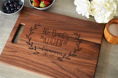 Personalized Laser Engraved Wood Cutting Board With Laurel