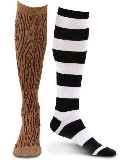 Knee High Mismatched Pirate Socks Adult Teen Costume Funny Couples Peg