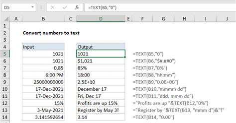 Convert Numbers To Text Excel Formula Exceljet