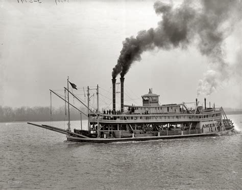 America Mississippi Riverboat Circa 1900 1910 Note The Group Of