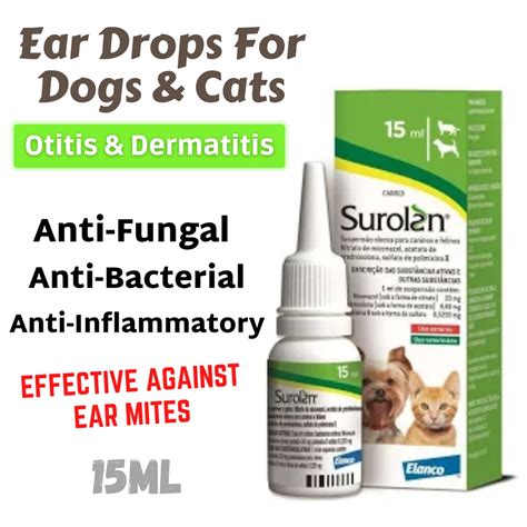 Antifungal Ear Drops For Pet Cats And Dogs Ear Mites Infection