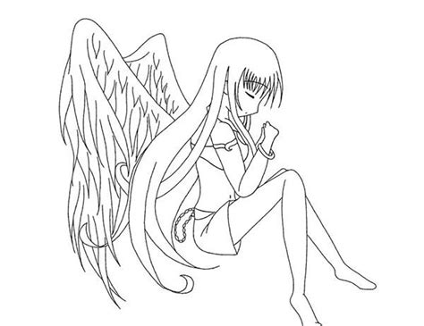 Praying Angel Anime Coloring Page Praying Angel Anime Coloring Page