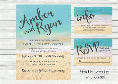 Beach Wedding Invitation Ocean And Sand In The Background
