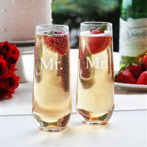 Cathy S Concepts Couples Pc Stemless Champagne Glass Set Stemless Champagne Flutes Wedding