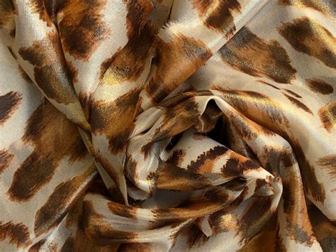 Metallic Silk Chiffon With Leopard Print Bandj Fabrics