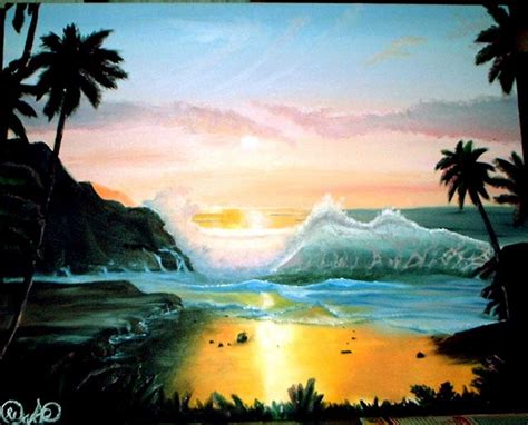 Sengaja memilih waktu lebih dari jam 7 malam (berhubung musim. Gambar Lukisan Pemandangan Di Tepi Pantai - Paimin Gambar
