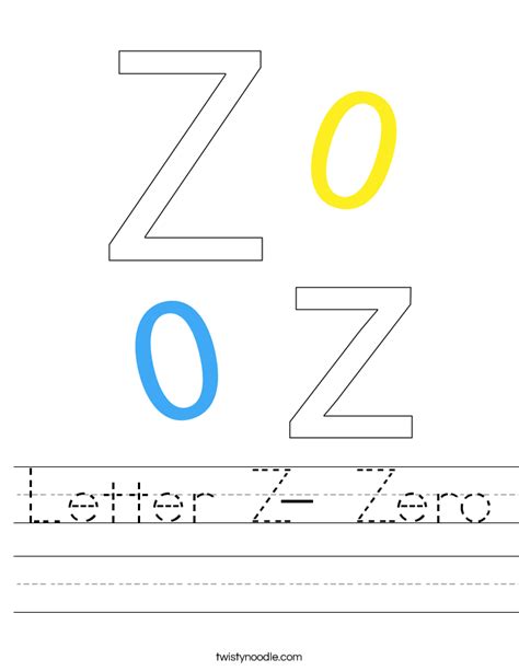Letter Z Zero Worksheet Twisty Noodle