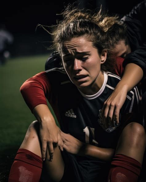 Premium Ai Image Injury Timeout Women Soccer Player Showing Concern For An Injured Teammate