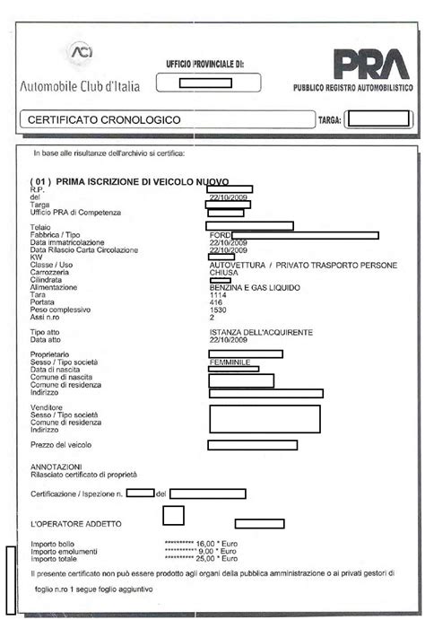 Certificato Cronologico Del Veicolo Geometraservizi