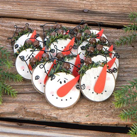 Rustic Wood Snowman Christmas Ornaments Christmas Ornaments