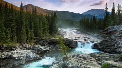 Картинки канада альберта заповедник горы Sheep River река водопад
