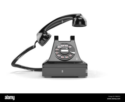 3d Illustration Of Black Old Fashioned Old Rotary Phone Isolated On