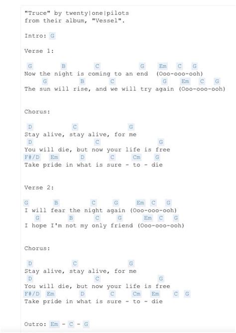 Truce as written by tyler joseph. Truce by Twenty One Pilots chords | tøp | Pinterest ...