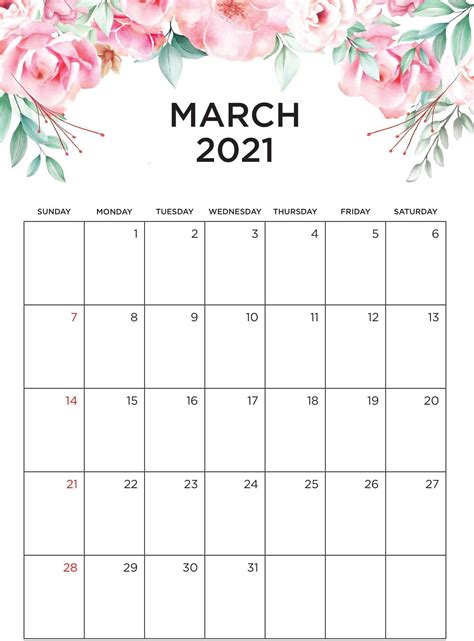 Our march 2021 calendar printable are available as pdf and gif formats. Printable Cute March 2021 Calendar Template Images - Set ...