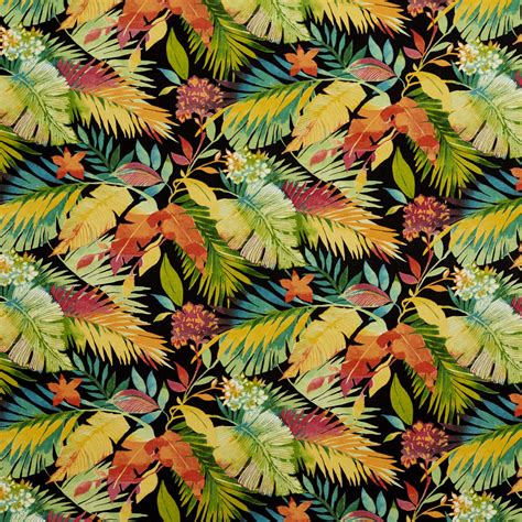 Brazil Aqua And Black Beach Prints Drapery And Upholstery Fabric