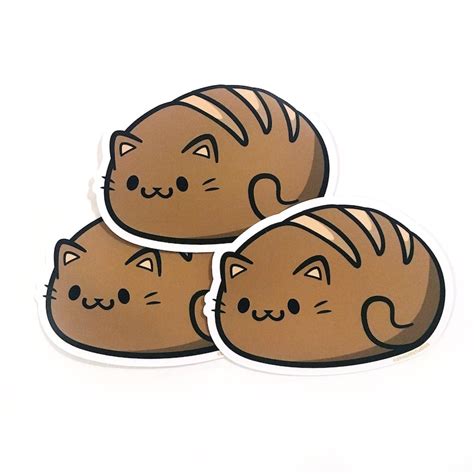 Cat Loaf Vinyl Sticker Cute Bread Kitty Decal Funny Cats Etsy