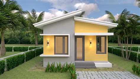 Small House Plans 5 5x6 5 With One Bedroom Shed Roof House Design 3D