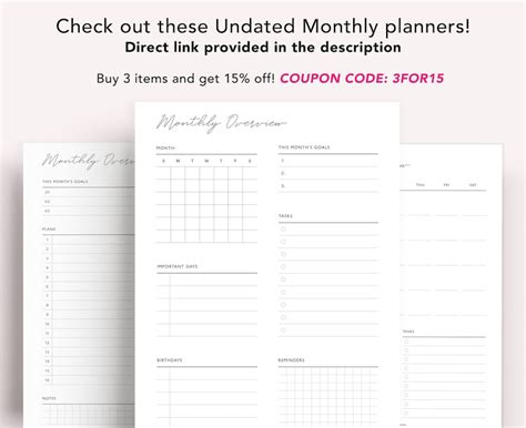 2023 Dated Monthly Planner Printable Month On 2 Pages 2023 Etsy