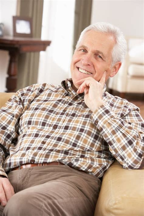 Senior Man Relaxing In Chair At Home Stock Image Image Of Relaxed