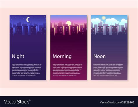 Different Times Day Concept Banner Set Royalty Free Vector