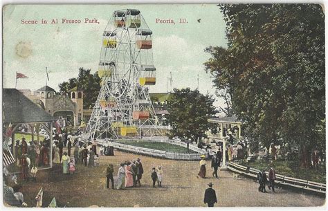 1909 Scene In Al Fresco Park Ferris Wheel Peoria Illinois Il Antique
