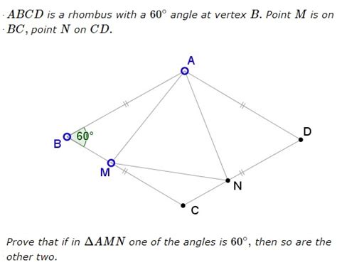 Here it means the size. A Triangle in a Rhombus with a 60 Degrees Angle