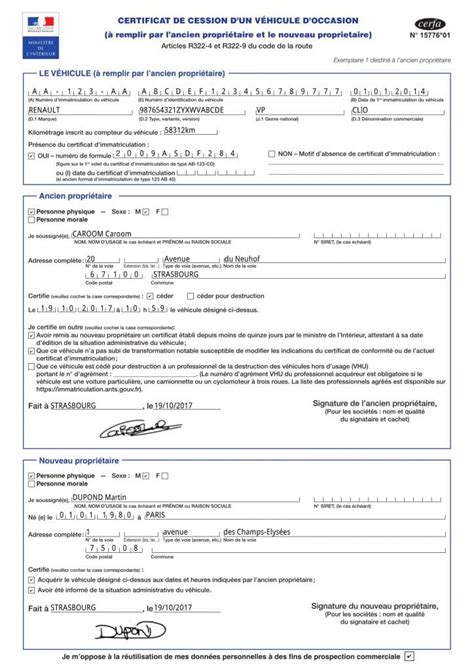 Certificat De Cession Aide Pour Remplir Le Cerfa 15776 Pour La Vente