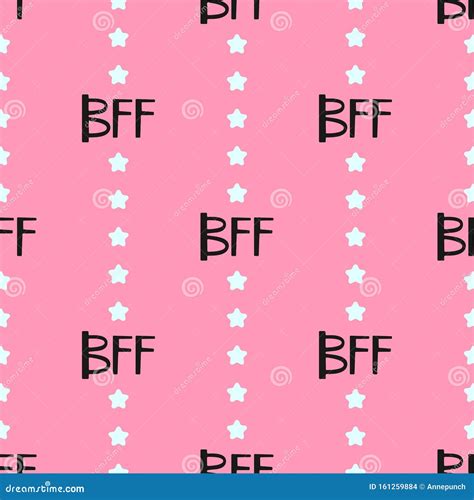 Cute Seamless Pattern Repeated Abbreviations Bff And Stars Stock