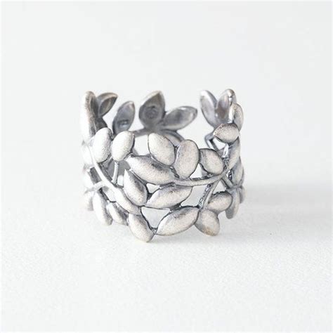 Oxidized Sterling Silver Olive Leaf Wrap Ring Jewelry Showcases Wrap