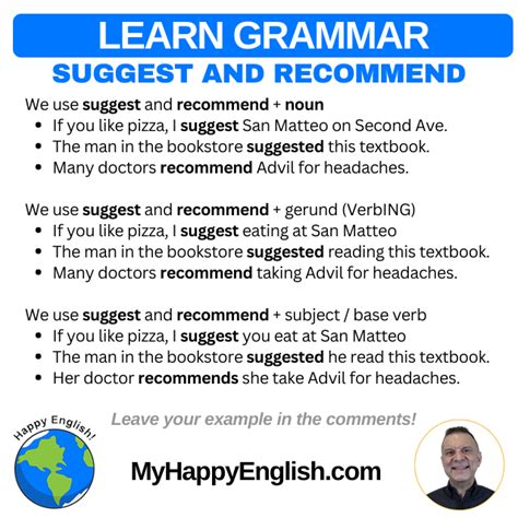 Learn English Grammar How To Use Suggest And Recommend Happy English