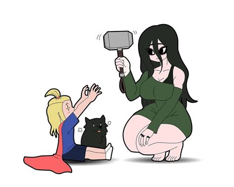 A Woman Kneeling Down Next To A Black Cat Holding A Spatula In Her Hand