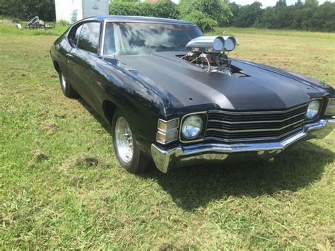 Black 1972 Chevelle Hot Rod Rat Rod Supercharged Aircraft Muscle Car