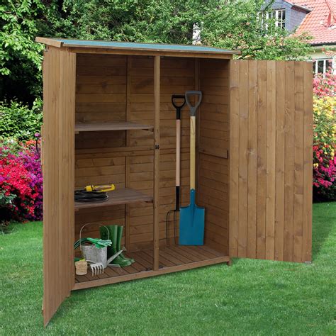 Solid Wood Garden Storage Shed For Long Tools W Waterproof And Lock