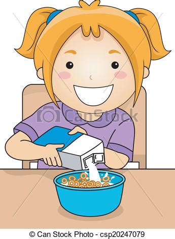 Dibujos animados vector ilustración para el sitio web, publicidad, cartel, folleto. Vectors Illustration of Milk Cereal Girl - Illustration of ...