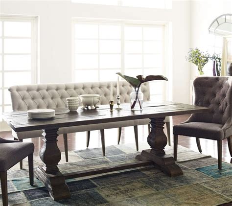 A beautiful home deserves a beautiful dining table where family and friends can get together. French Tufted Upholstered Dining Bench Banquette | French ...