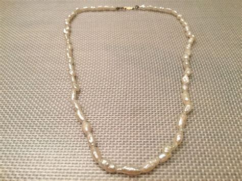 K Gold Baroque Fresh Water Pearl Necklace Gem