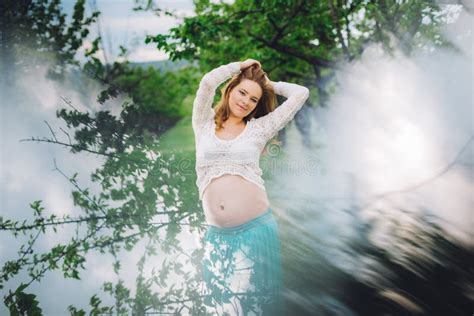 Dreamy Pregnant Woman In The Forest Stock Photo Image Of Happiness Beautiful