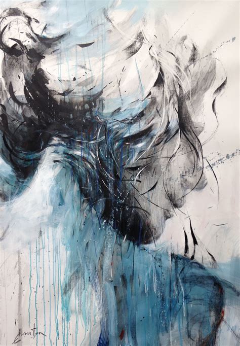 Ewa Hauton 150x140cm Oilpainting Canvas Blue Face Sketch Painting