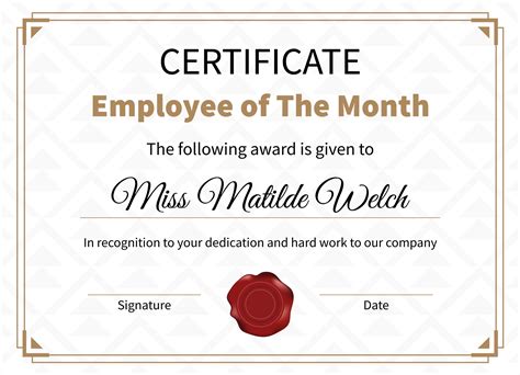 Employee Of The Month Certificate Template Archives 49 Off