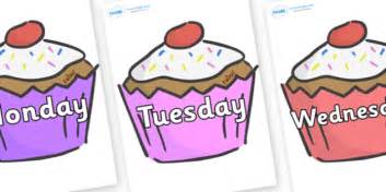 Free Days Of The Week On Cupcakes Teacher Made