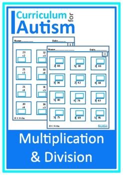 Multiplication & Division by Single Digits Worksheets, Autism, math