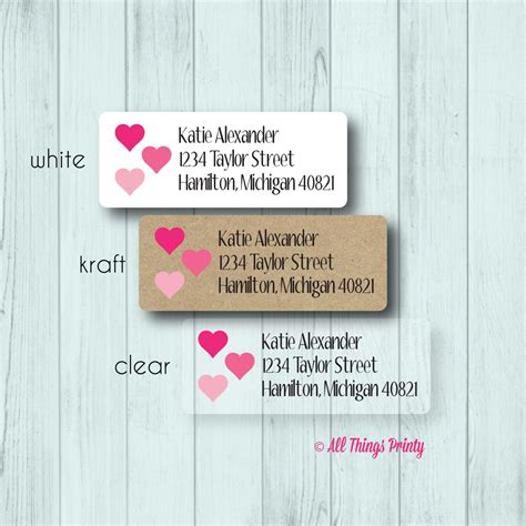 Custom Love Return Address Labels Personalized Wedding Or