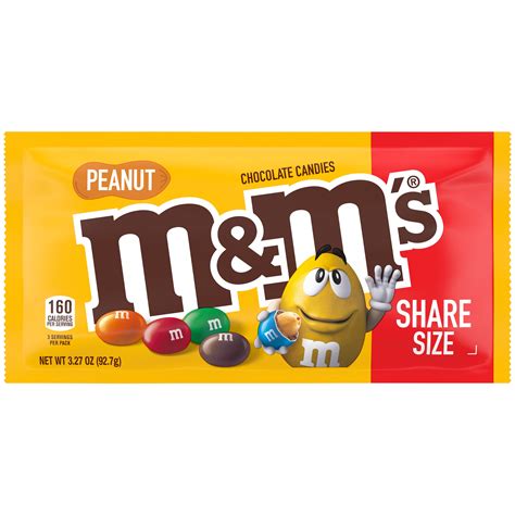 Mandms Peanut Milk Chocolate Candy Share Size 327 Oz Bag