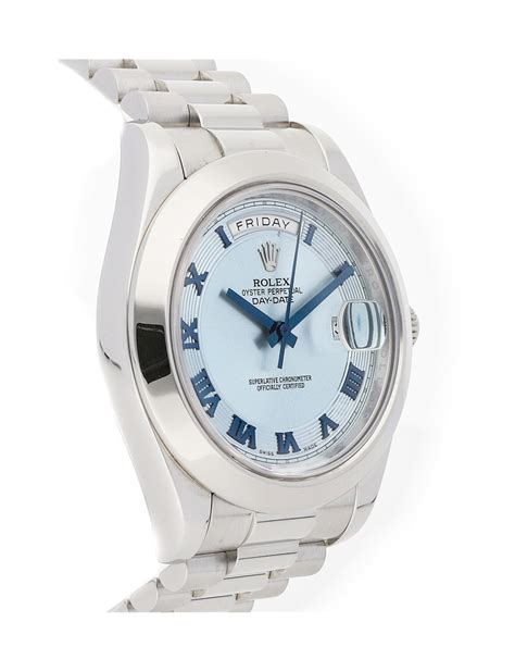 Replica Rolex Day Date Ii 218206 Watch Features 41mm Platinum Case Blue