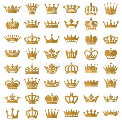 Gold Crown Icons Queen King Golden Crowns Luxury Royal On Blackboard