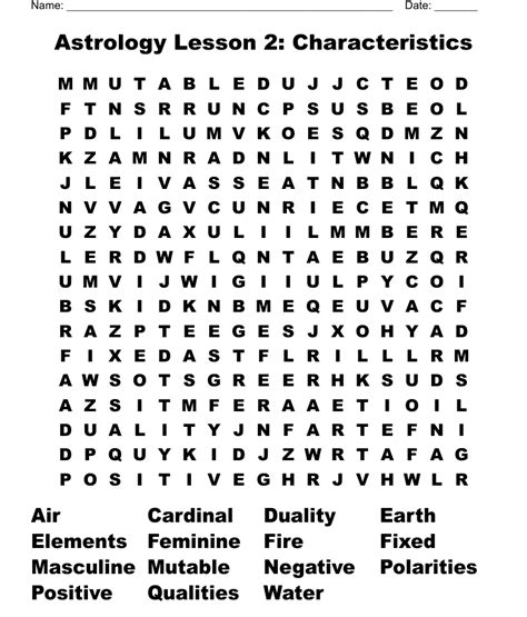 Astrology Lesson 2 Characteristics Word Search Wordmint