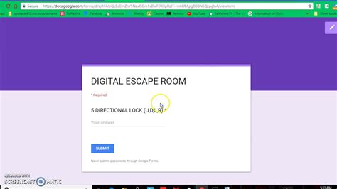 Digital Escape Room Google Form - YouTube