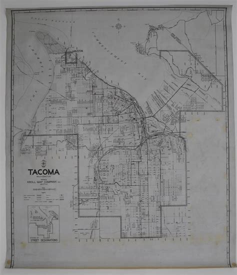 Tacoma Washington Circa 1930s Kroll Antique Maps