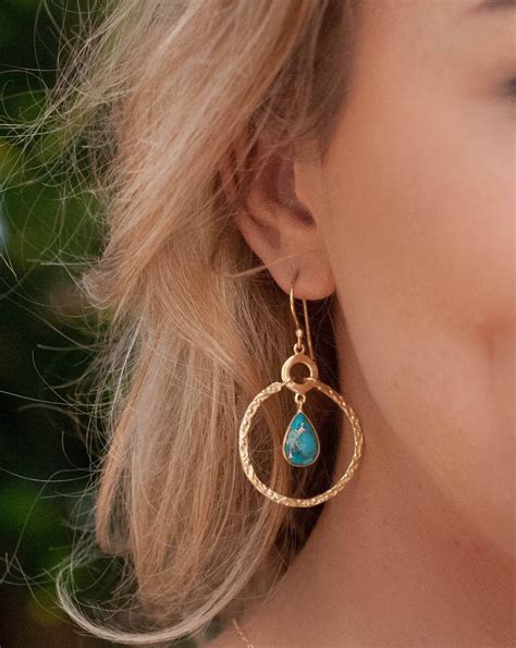 Chloe Copper Turquoise Earrings Gold Plated 18k BJE022 Turquoise